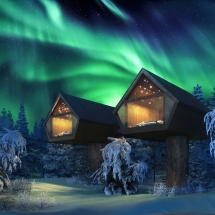 Northern Lights over the Treehouses